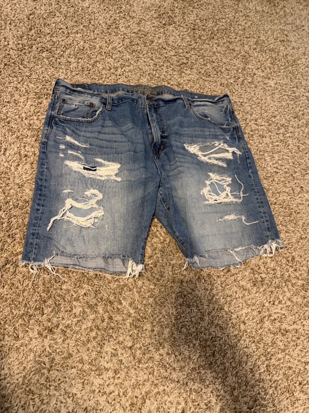 American Eagle Outfitters Distressed Light Blue Denim Shorts
